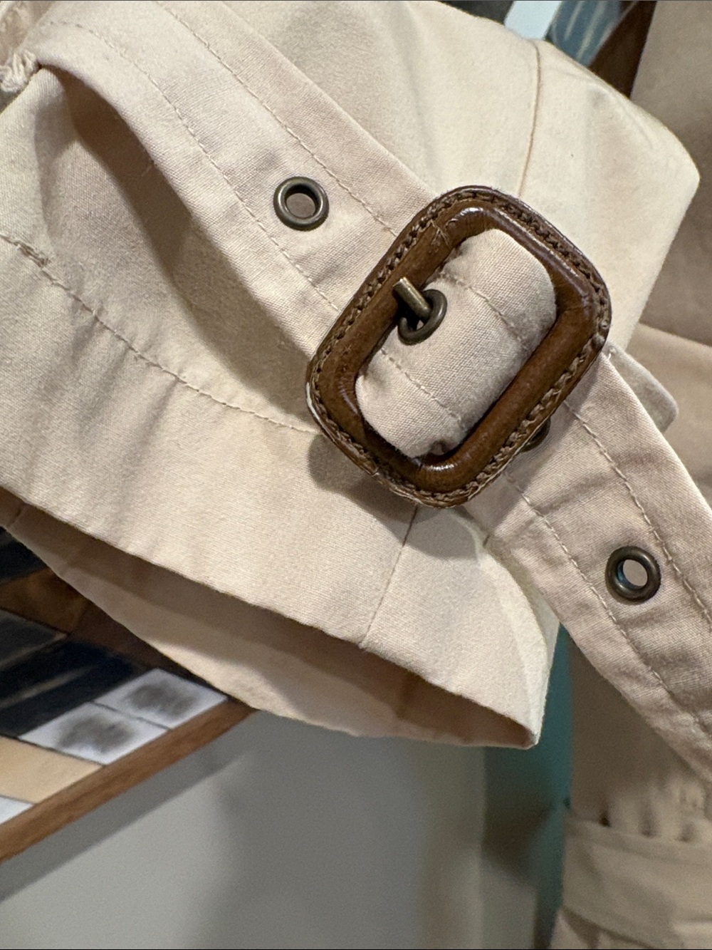 Vintage Ralph Lauren Tan Double-Breasted Flared Trench Coat size Large *As-Is* - Picture 7 of 15